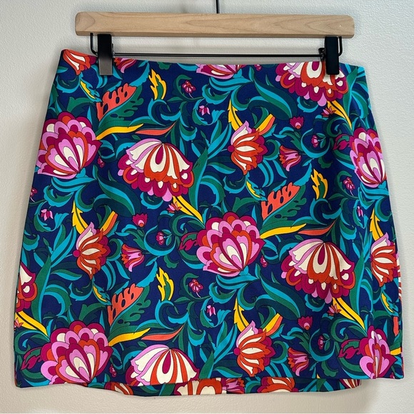 Trina Turk 'Rico' Floral-Print A-Line Mini-Skirt | Bengal Blue Multi | Women’s 6 - Picture 5 of 12